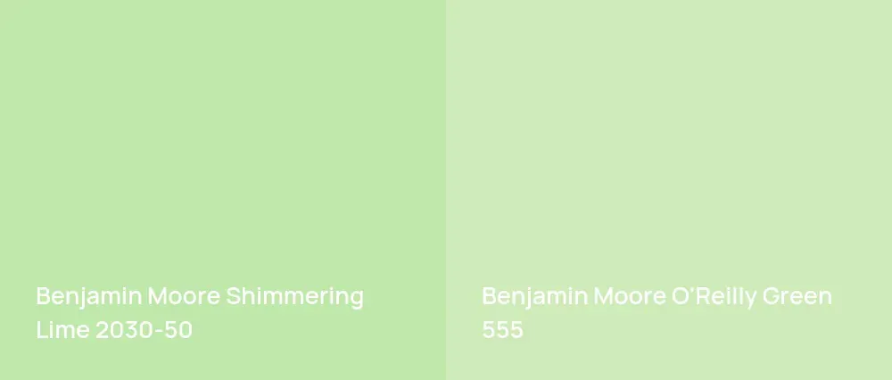 Benjamin Moore Shimmering Lime 2030-50 vs Benjamin Moore O'Reilly Green 555