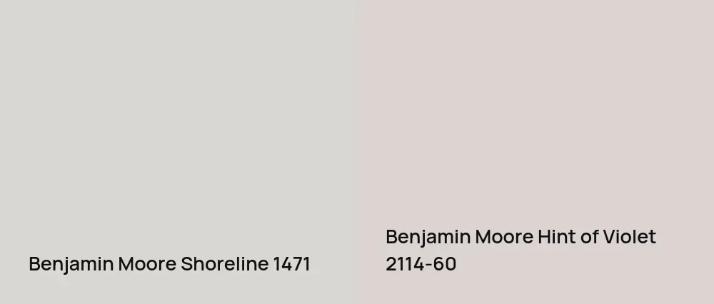 Benjamin Moore Shoreline 1471 vs Benjamin Moore Hint of Violet 2114-60
