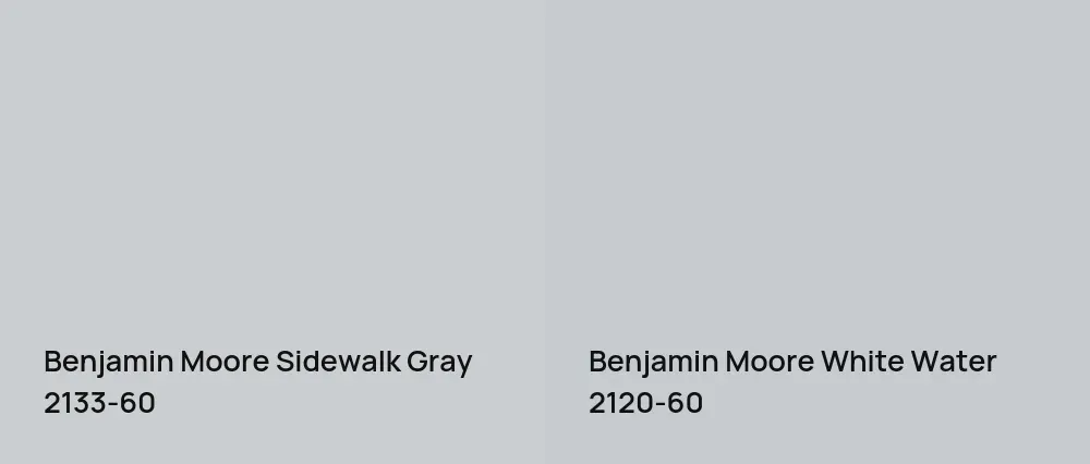 Benjamin Moore Sidewalk Gray 2133-60 vs Benjamin Moore White Water 2120-60
