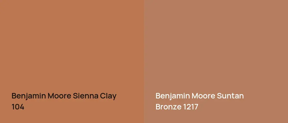 Benjamin Moore Sienna Clay 104 vs Benjamin Moore Suntan Bronze 1217