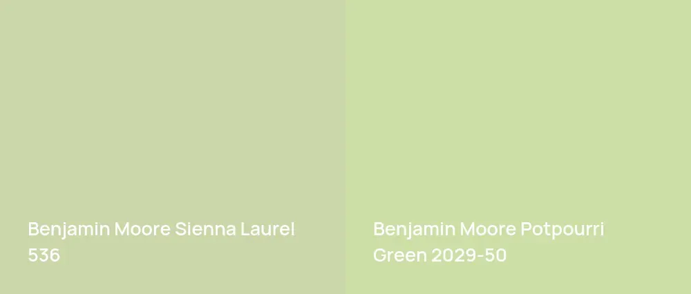 Benjamin Moore Sienna Laurel 536 vs Benjamin Moore Potpourri Green 2029-50