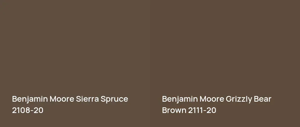 Benjamin Moore Sierra Spruce 2108-20 vs Benjamin Moore Grizzly Bear Brown 2111-20