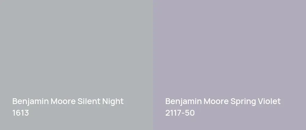 Benjamin Moore Silent Night 1613 vs Benjamin Moore Spring Violet 2117-50