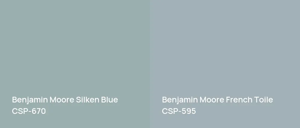 Benjamin Moore Silken Blue CSP-670 vs Benjamin Moore French Toile CSP-595