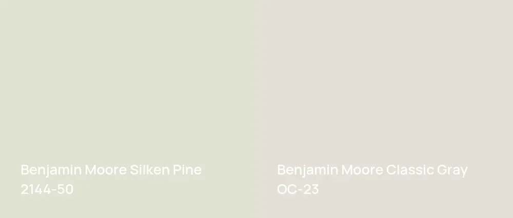 Benjamin Moore Silken Pine 2144-50 vs Benjamin Moore Classic Gray OC-23