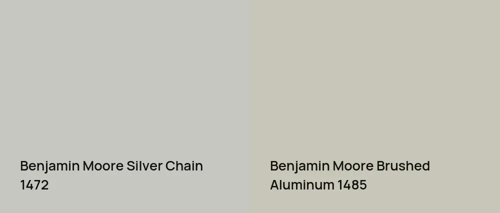 Benjamin Moore Silver Chain 1472 vs Benjamin Moore Brushed Aluminum 1485
