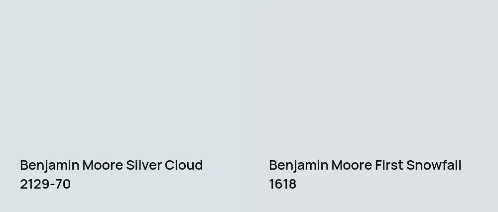 Benjamin Moore Silver Cloud 2129-70 vs Benjamin Moore First Snowfall 1618
