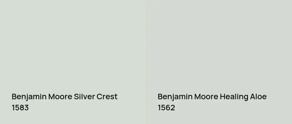 Benjamin Moore Silver Crest 1583 vs Benjamin Moore Healing Aloe 1562
