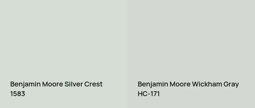 Benjamin Moore Silver Crest 1583 vs Benjamin Moore Wickham Gray HC-171