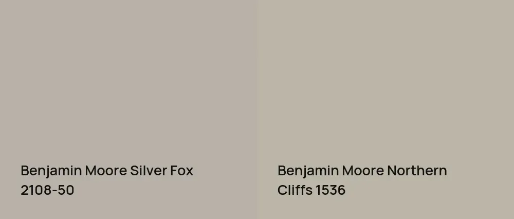 Benjamin Moore Silver Fox 2108-50 vs Benjamin Moore Northern Cliffs 1536