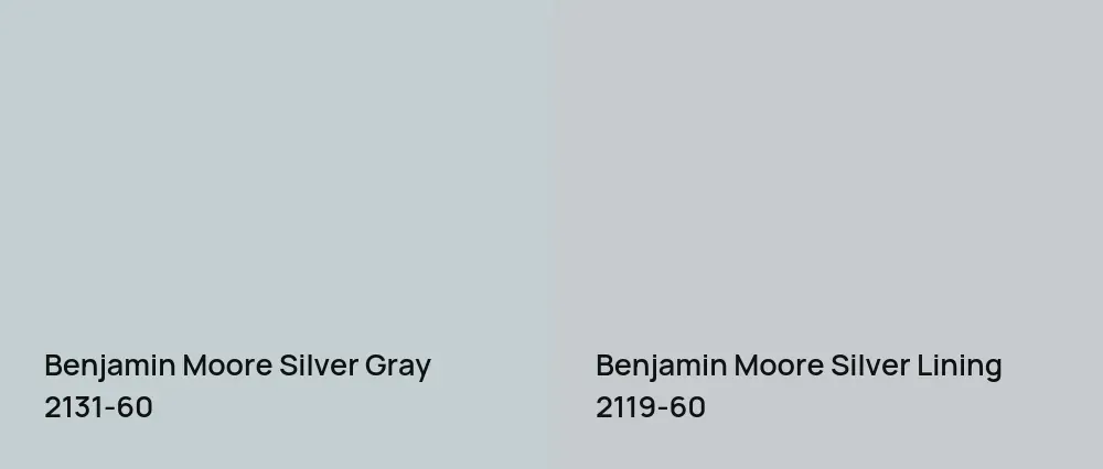 Benjamin Moore Silver Gray 2131-60 vs Benjamin Moore Silver Lining 2119-60