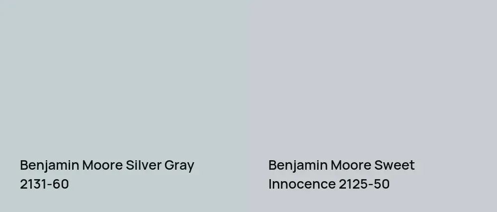 Benjamin Moore Silver Gray 2131-60 vs Benjamin Moore Sweet Innocence 2125-50