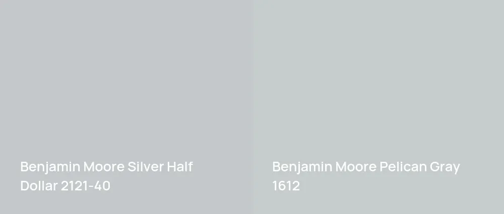 Benjamin Moore Silver Half Dollar 2121-40 vs Benjamin Moore Pelican Gray 1612
