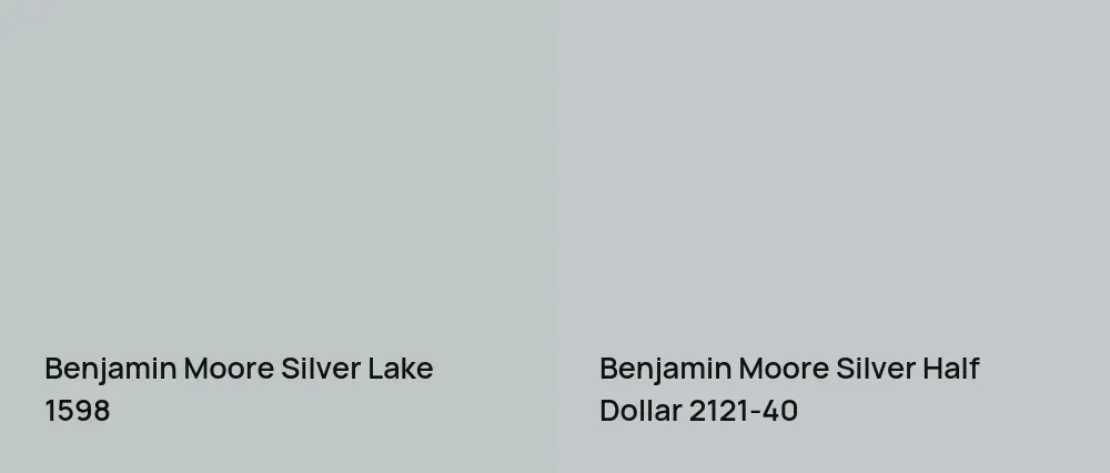 Benjamin Moore Silver Lake 1598 vs Benjamin Moore Silver Half Dollar 2121-40