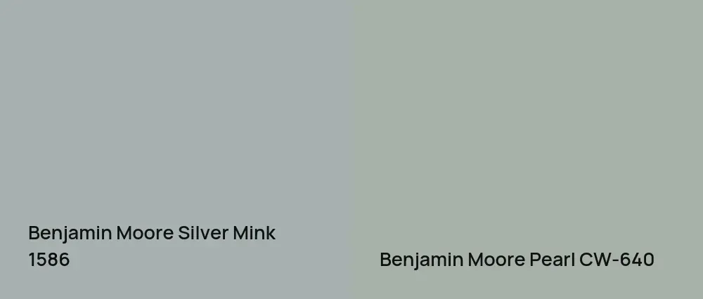 Benjamin Moore Silver Mink 1586 vs Benjamin Moore Pearl CW-640