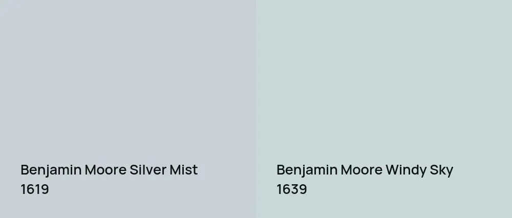 Benjamin Moore Silver Mist 1619 vs Benjamin Moore Windy Sky 1639