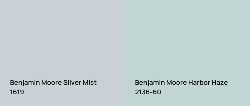 Benjamin Moore Silver Mist 1619 vs Benjamin Moore Harbor Haze 2136-60