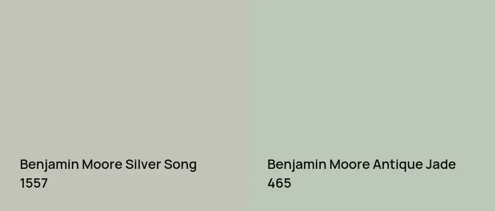 Benjamin Moore Silver Song 1557 vs Benjamin Moore Antique Jade 465