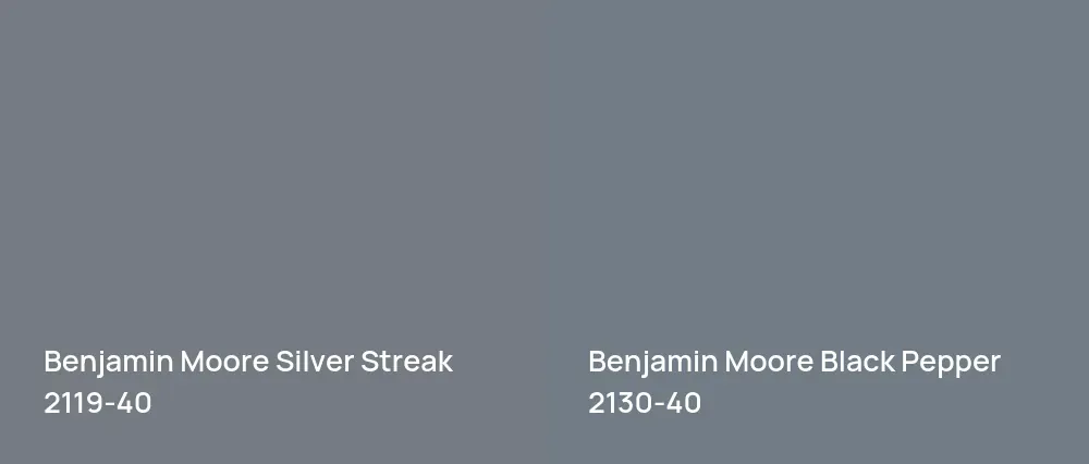 Benjamin Moore Silver Streak 2119-40 vs Benjamin Moore Black Pepper 2130-40