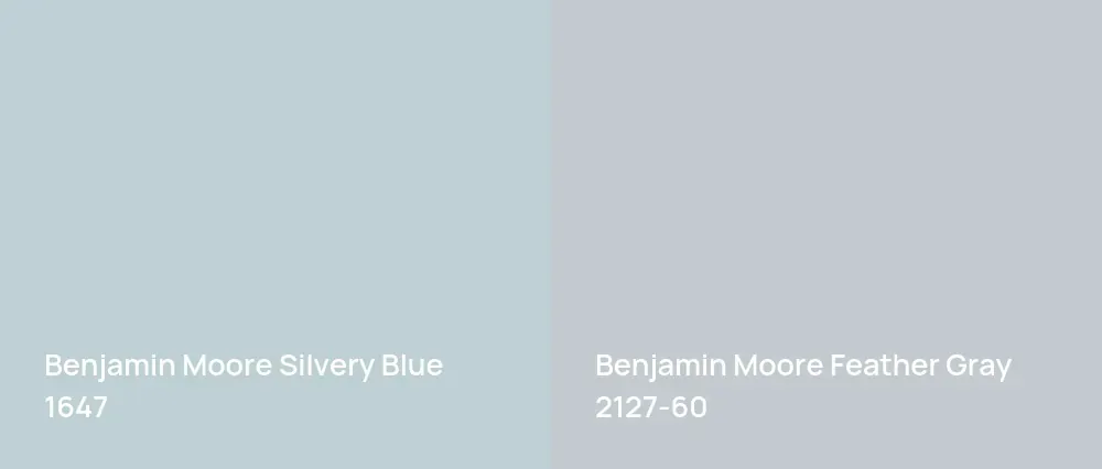 Benjamin Moore Silvery Blue 1647 vs Benjamin Moore Feather Gray 2127-60