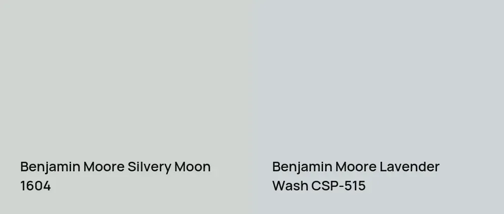 Benjamin Moore Silvery Moon 1604 vs Benjamin Moore Lavender Wash CSP-515