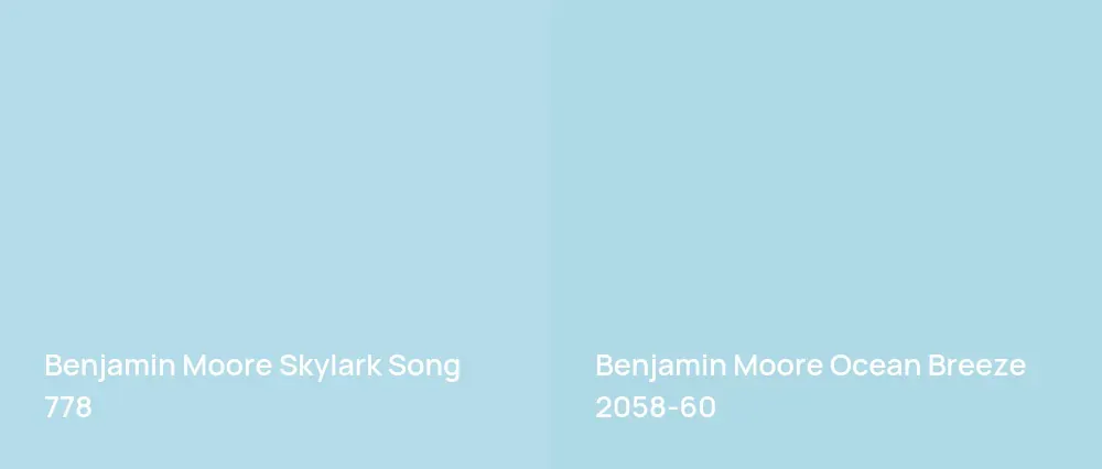 Benjamin Moore Skylark Song 778 vs Benjamin Moore Ocean Breeze 2058-60