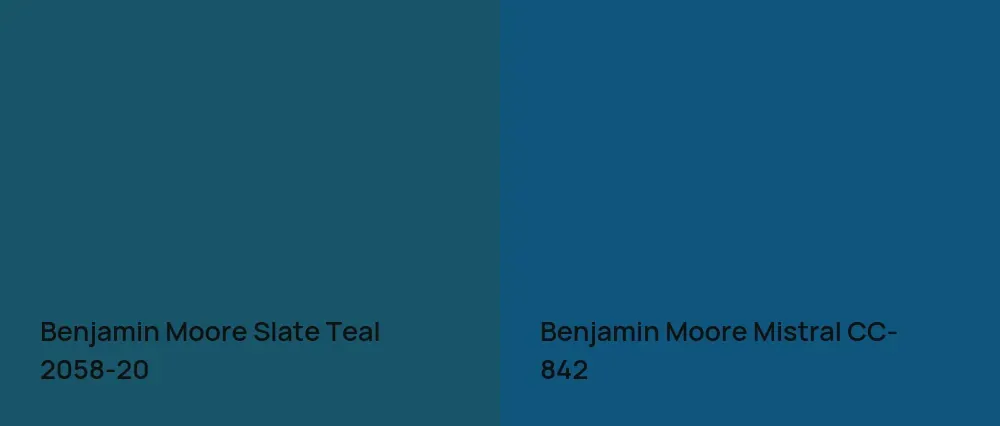 Benjamin Moore Slate Teal 2058-20 vs Benjamin Moore Mistral CC-842