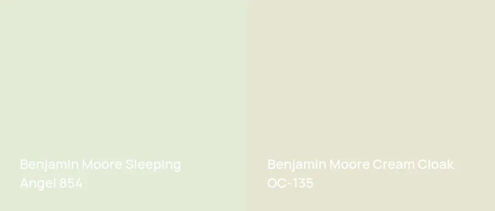 Benjamin Moore Sleeping Angel 854 vs Benjamin Moore Cream Cloak OC-135