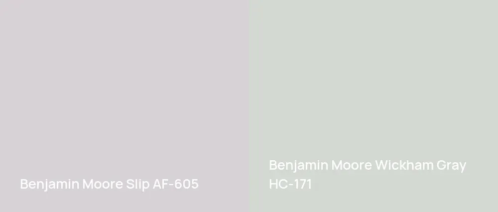 Benjamin Moore Slip AF-605 vs Benjamin Moore Wickham Gray HC-171