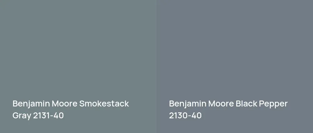 Benjamin Moore Smokestack Gray 2131-40 vs Benjamin Moore Black Pepper 2130-40