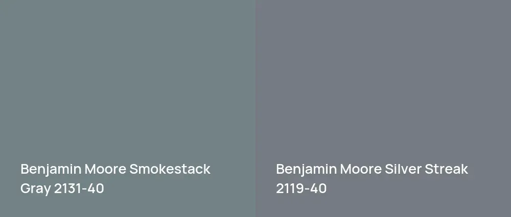 Benjamin Moore Smokestack Gray 2131-40 vs Benjamin Moore Silver Streak 2119-40