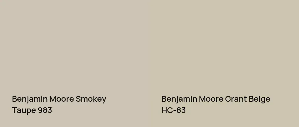 Benjamin Moore Smokey Taupe 983 vs Benjamin Moore Grant Beige HC-83