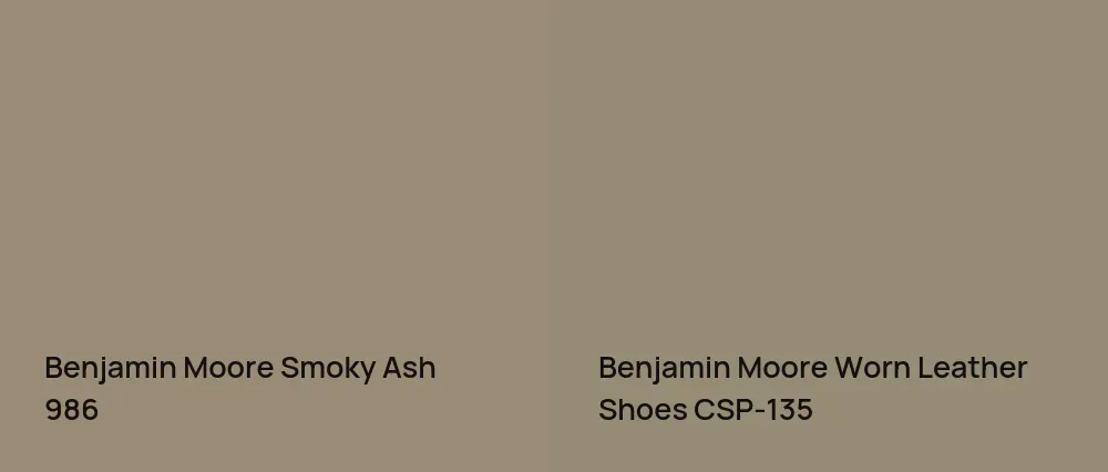Benjamin Moore Smoky Ash 986 vs Benjamin Moore Worn Leather Shoes CSP-135