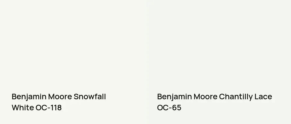 Benjamin Moore Snowfall White OC-118 vs Benjamin Moore Chantilly Lace OC-65