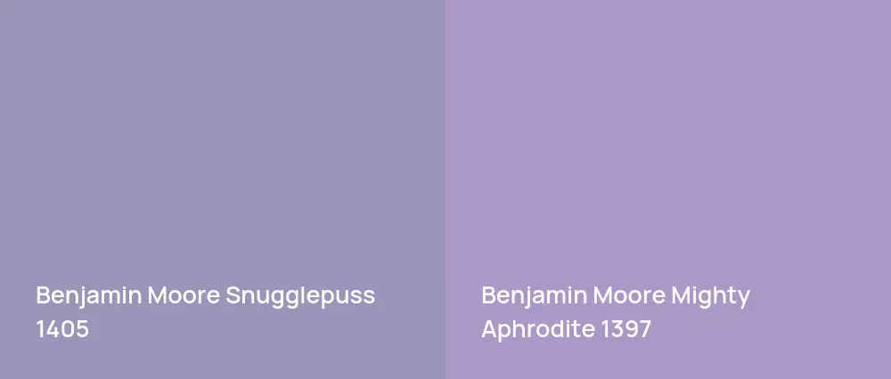Benjamin Moore Snugglepuss 1405 vs Benjamin Moore Mighty Aphrodite 1397