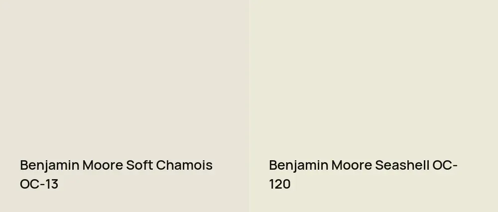 Benjamin Moore Soft Chamois OC-13 vs Benjamin Moore Seashell OC-120