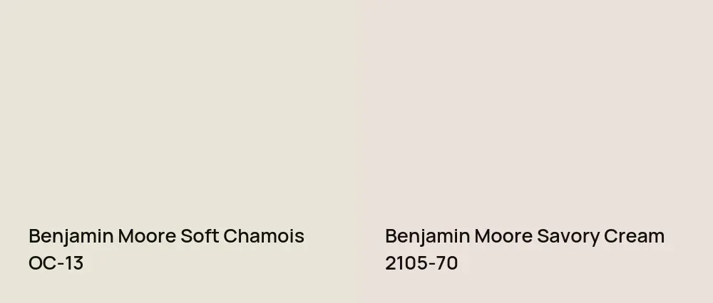 Benjamin Moore Soft Chamois OC-13 vs Benjamin Moore Savory Cream 2105-70