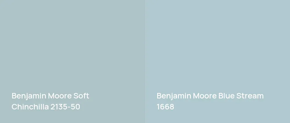 Benjamin Moore Soft Chinchilla 2135-50 vs Benjamin Moore Blue Stream 1668