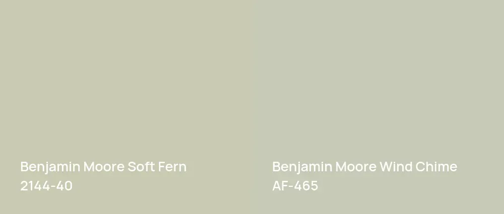 Benjamin Moore Soft Fern 2144-40 vs Benjamin Moore Wind Chime AF-465