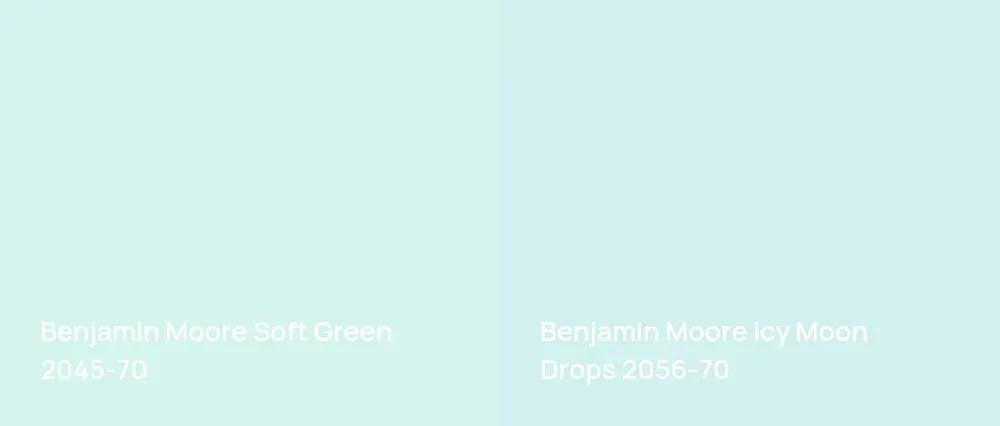 Benjamin Moore Soft Green 2045-70 vs Benjamin Moore Icy Moon Drops 2056-70