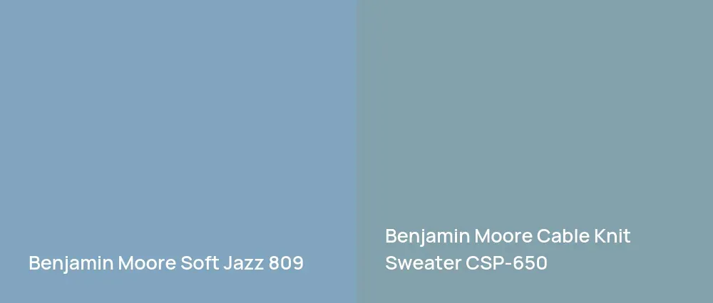 Benjamin Moore Soft Jazz 809 vs Benjamin Moore Cable Knit Sweater CSP-650