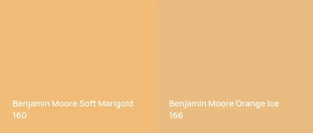 Benjamin Moore Soft Marigold 160 vs Benjamin Moore Orange Ice 166