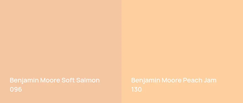 Benjamin Moore Soft Salmon 096 vs Benjamin Moore Peach Jam 130