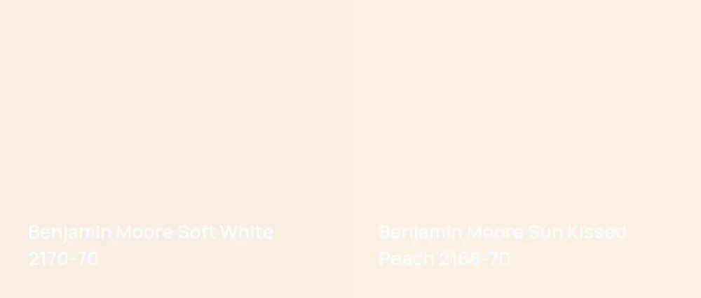 Benjamin Moore Soft White 2170-70 vs Benjamin Moore Sun Kissed Peach 2168-70