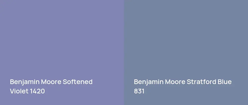 Benjamin Moore Softened Violet 1420 vs Benjamin Moore Stratford Blue 831