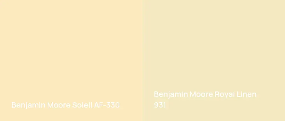 Benjamin Moore Soleil AF-330 vs Benjamin Moore Royal Linen 931