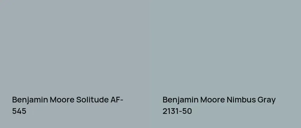 Benjamin Moore Solitude AF-545 vs Benjamin Moore Nimbus Gray 2131-50
