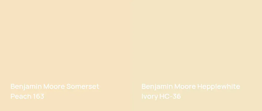 Benjamin Moore Somerset Peach 163 vs Benjamin Moore Hepplewhite Ivory HC-36