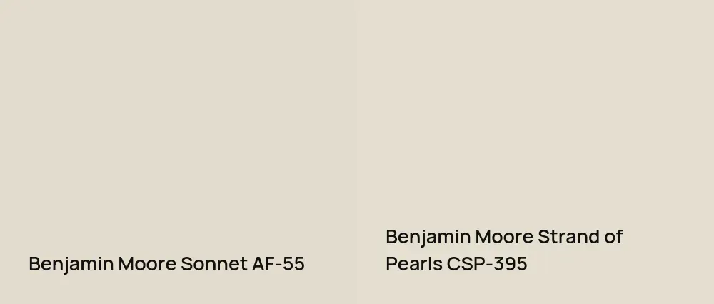 Benjamin Moore Sonnet AF-55 vs Benjamin Moore Strand of Pearls CSP-395