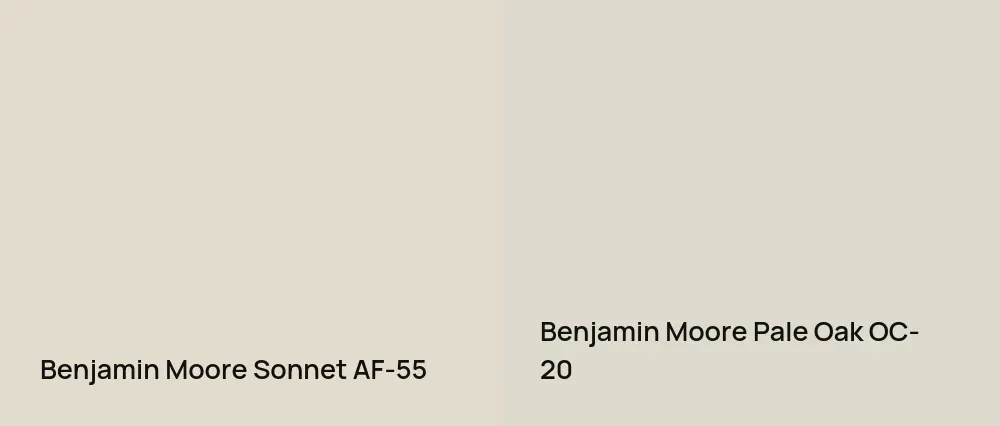 Benjamin Moore Sonnet AF-55 vs Benjamin Moore Pale Oak OC-20